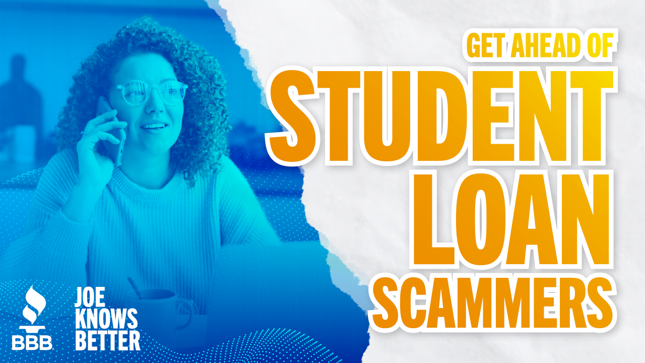 title card reading student loan scams