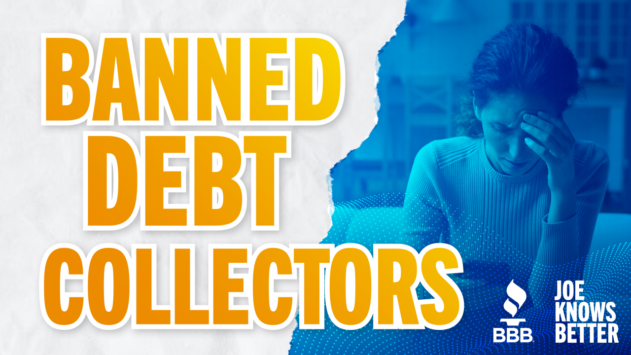 title card reading Banned Debt Collectors
