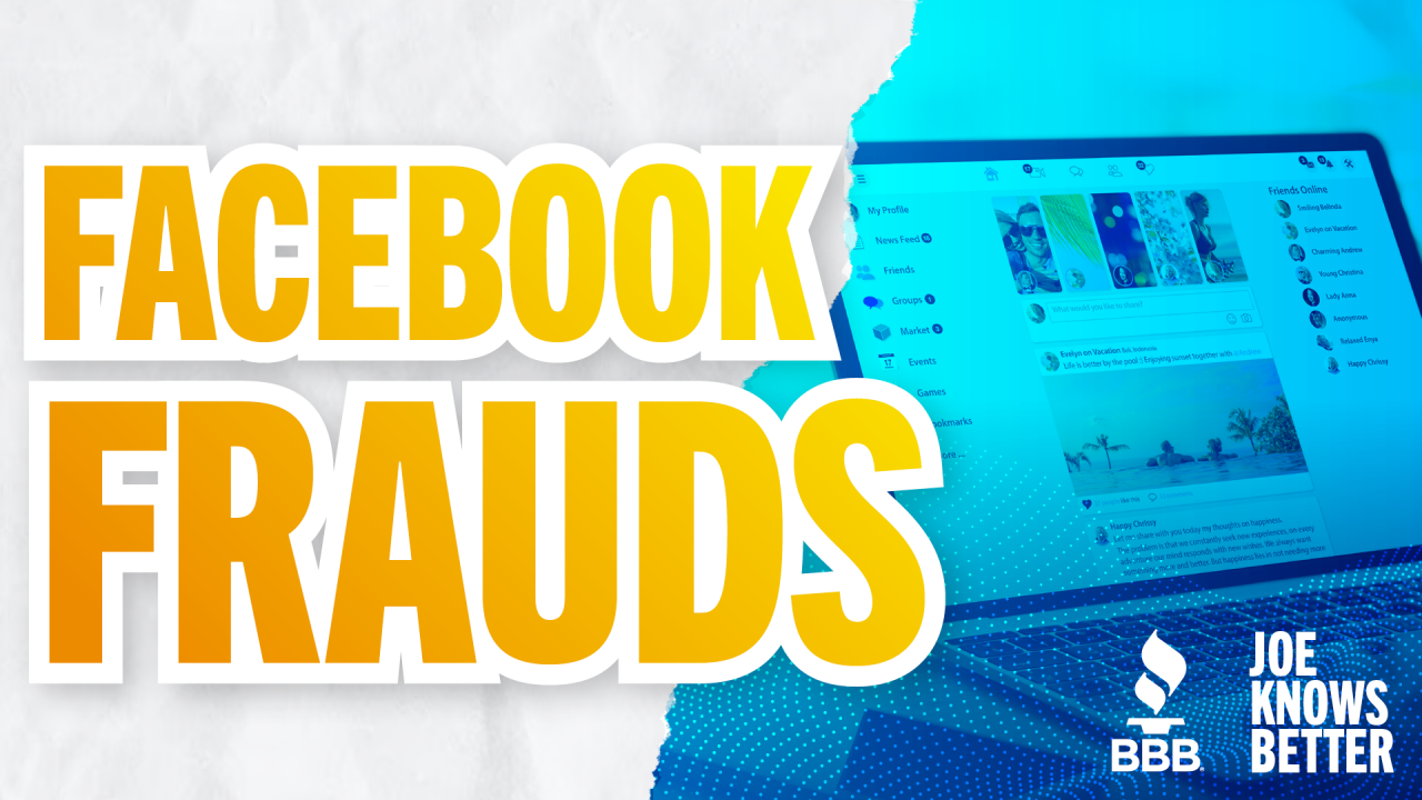 title card reading Facebook Frauds