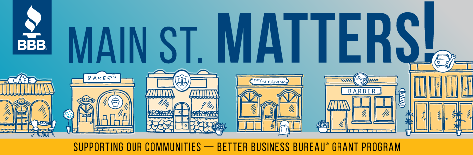 Header image with drawings of businesses and text reading Main St Matters!