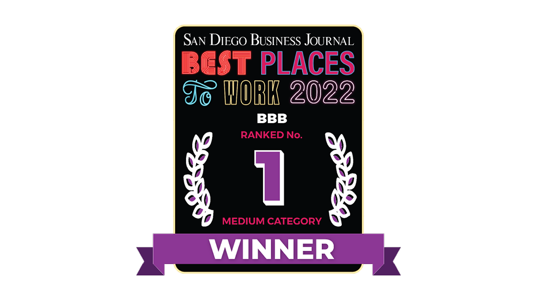 San Diego Business Journal Best Places to Work 2021 award given to Better Business Bureau