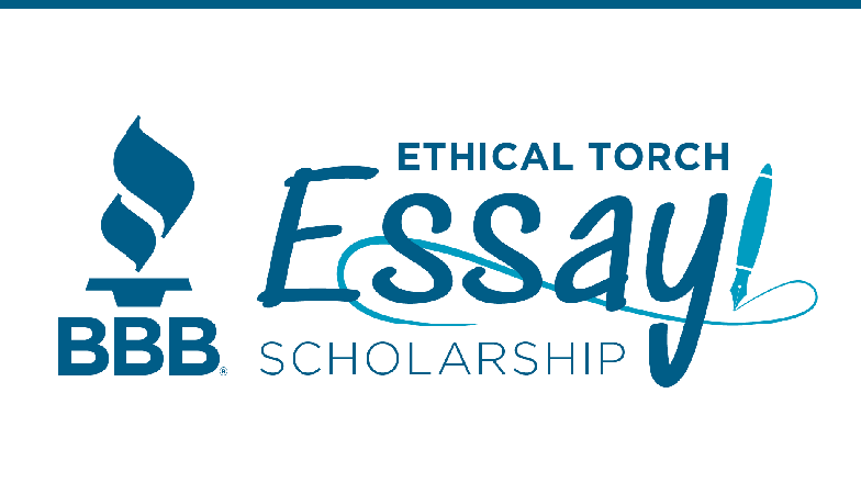 image with BBB torch logo and text saying Ethical Torch Essay Scholarship