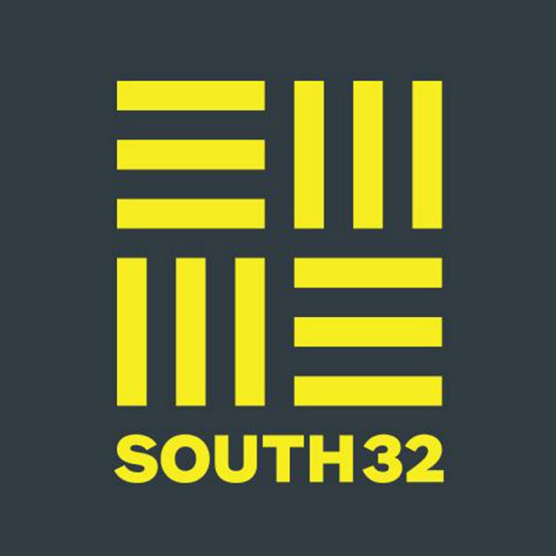 South32 sponosor logo yellow on black background