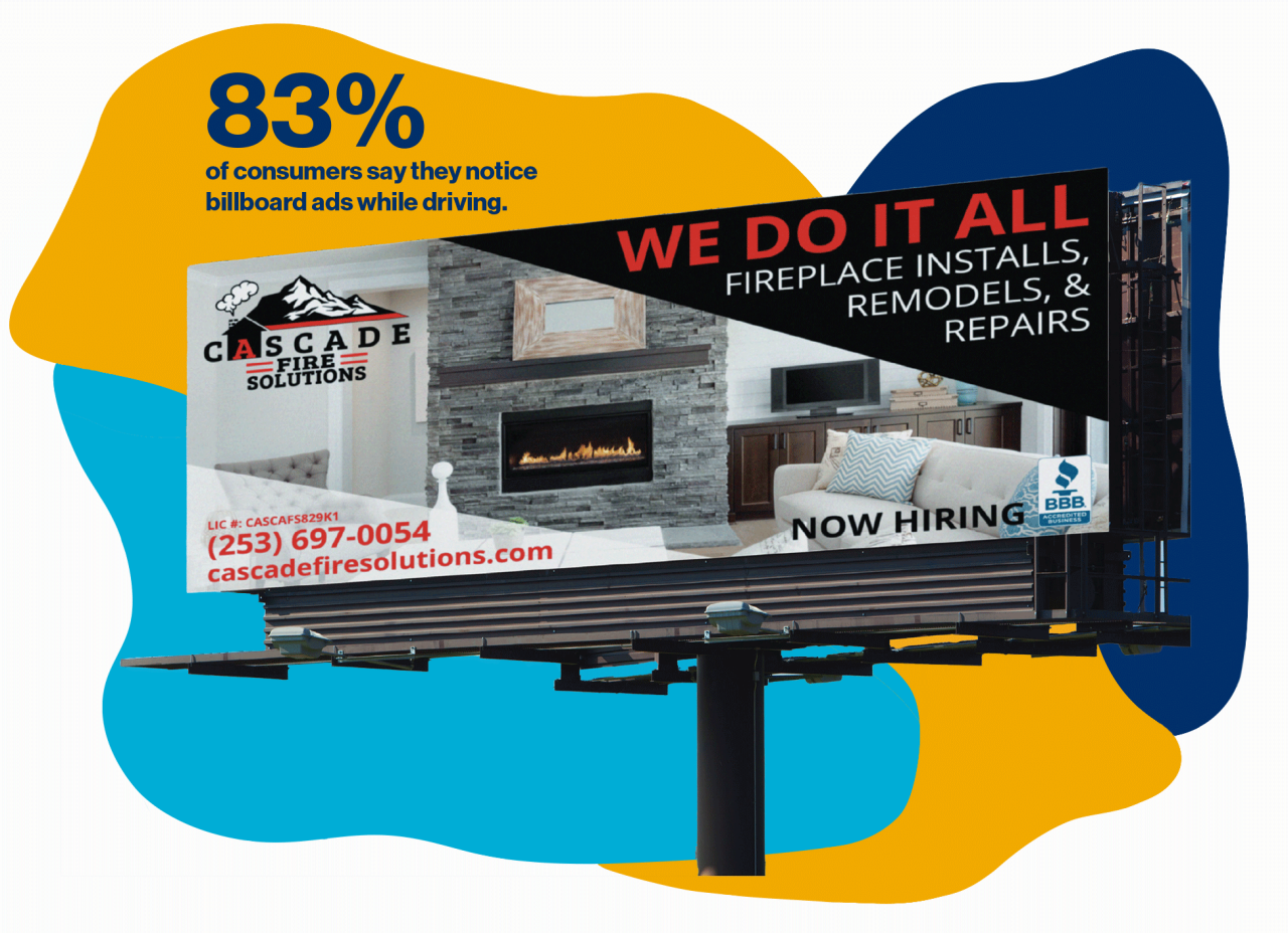 Billboard for a residential remodeling business. 83% of consumers say they notice billboard ads while driving.
